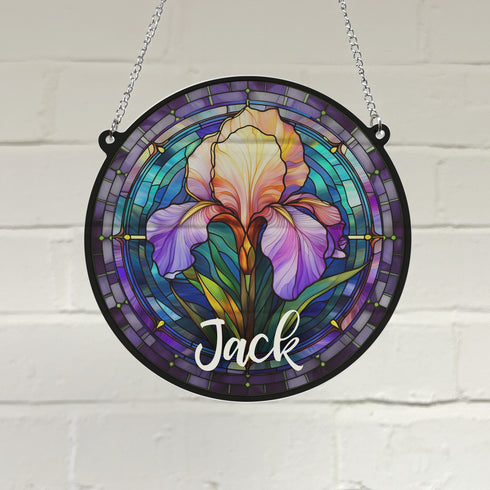 Iris Personalised Stained Glass Effect Suncatcher